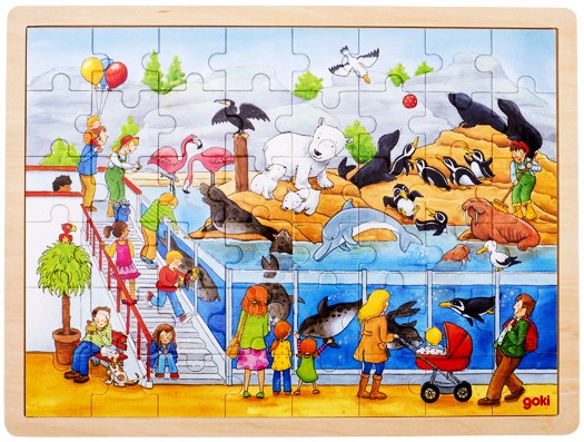 Puzzle cadre enfant en bois zoo 48 pièces - La Magie des Automates