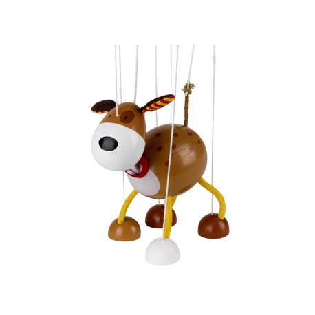 Marionnette à fils chien en bois marron 16 cm - La Magie des Automates