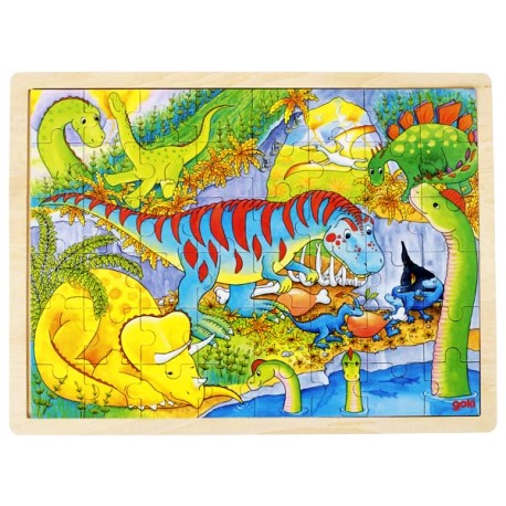 Puzzle cadre enfant en bois dinosaures 48 pièces - La Magie des