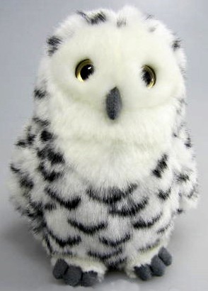 Peluche Hibou Blanc Tachete Noir 18 Cm La Magie Des Automates