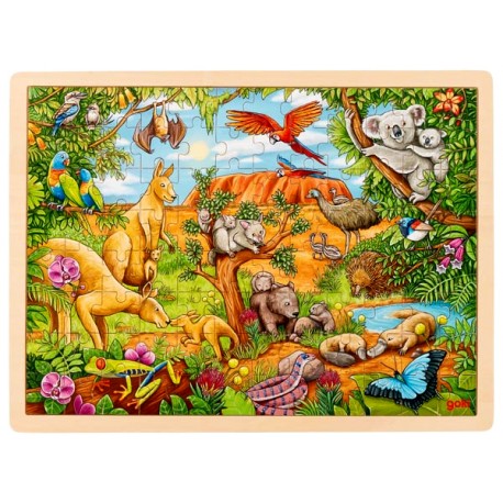 Puzzle cadre enfant en bois animaux Australie 96 pièces - La Magie des  Automates