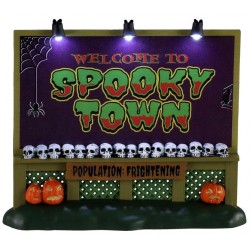 Panneau d'entrée Spooky Town lumineux Lemax Halloween