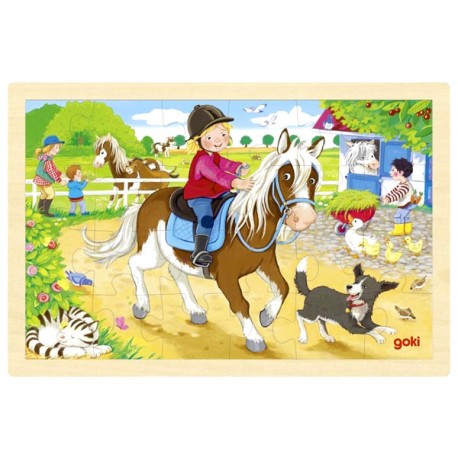 Puzzle enfant en bois balade à cheval 24 pièces - La Magie des Automates