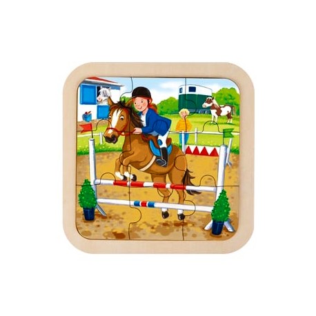 Puzzle cadre enfant en bois cheval 9 pièces - La Magie des Automates