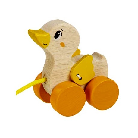 Jouet de traction en bois à deux chaînes de canard fait à la main  artistique sans danger pour les enfants / Cadeau pour tout-petits / Cadeaux  de