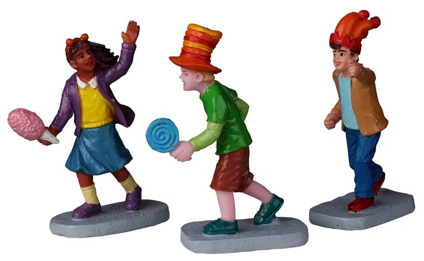 Figurine trio d'enfants en bouée tractée LEMAX