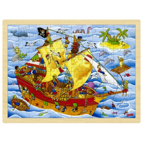 Puzzle cadre enfant en bois pirates 96 pièces - La Magie des Automates