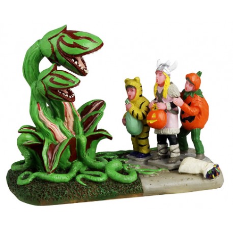 Plante carnivore et enfants Lemax Halloween