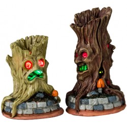 Troncs d'arbres effrayants lumineux Lot de 2 Lemax Halloween