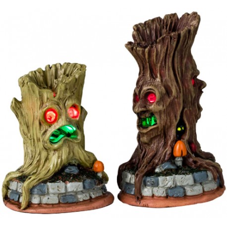 Troncs d'arbres effrayants lumineux Lot de 2 Lemax Halloween