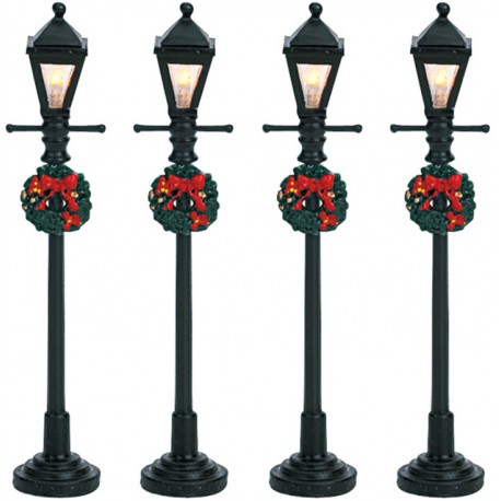 Lampadaires décorés lumineux Lot de 4 Lemax