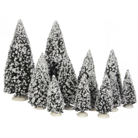 Assortiment Sapins enneigés Lot de 12