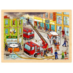 Puzzle cadre enfant en bois Pompiers 96 pièces